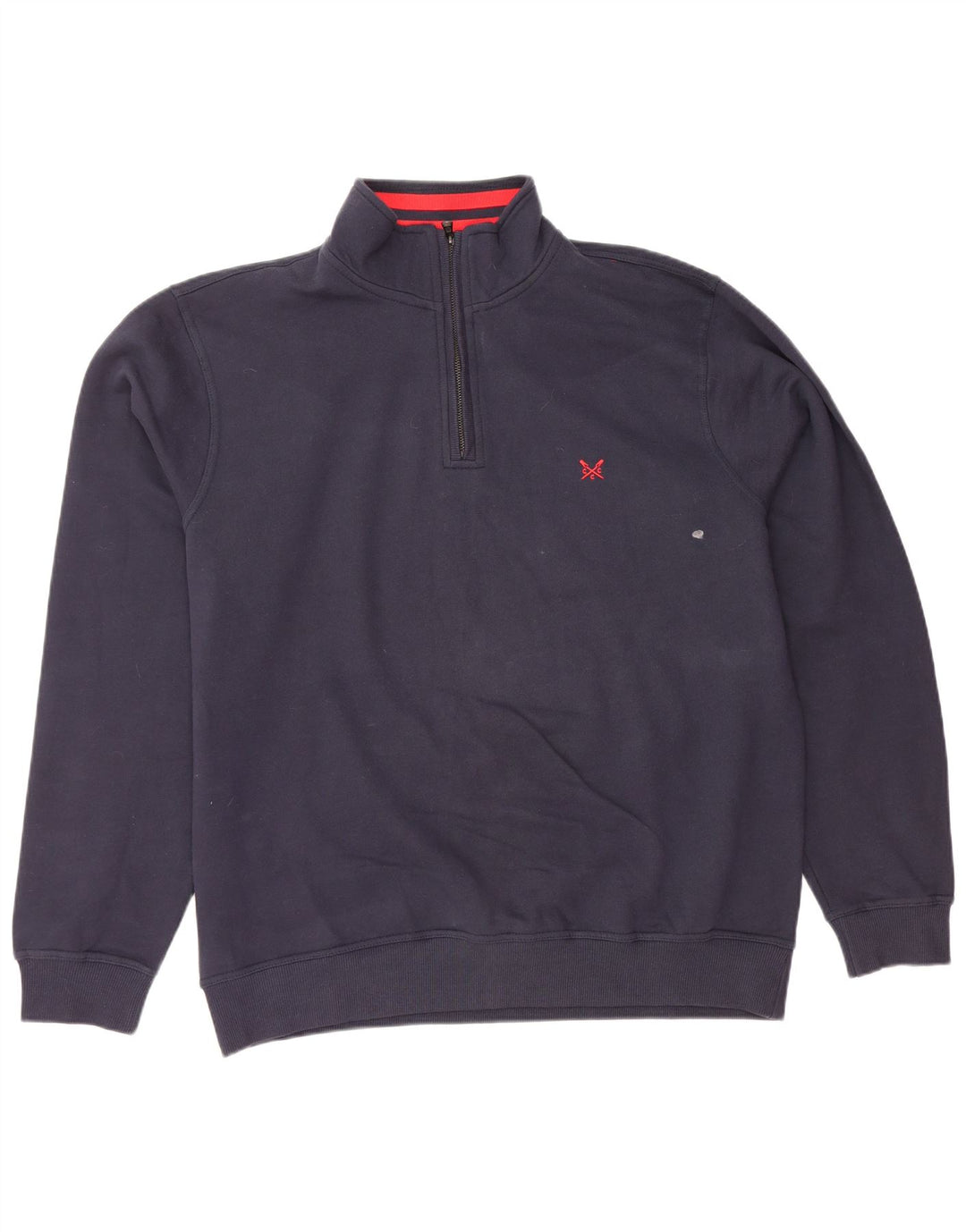 CREW CLOTHING Suéter masculino com zíper e gola 2XL algodão azul marinho