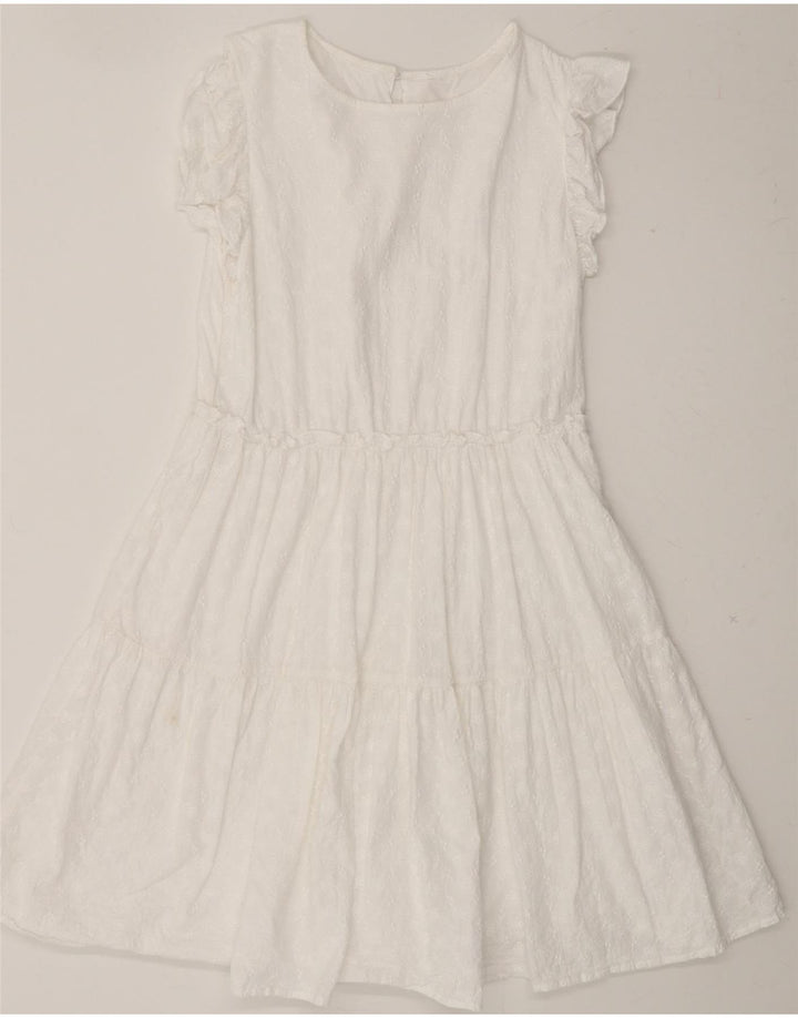 VINTAGE Womens Sleeveless A-Line Dress Medium White Vintage Vintage and Second-Hand Vintage from Messina Hembry 
