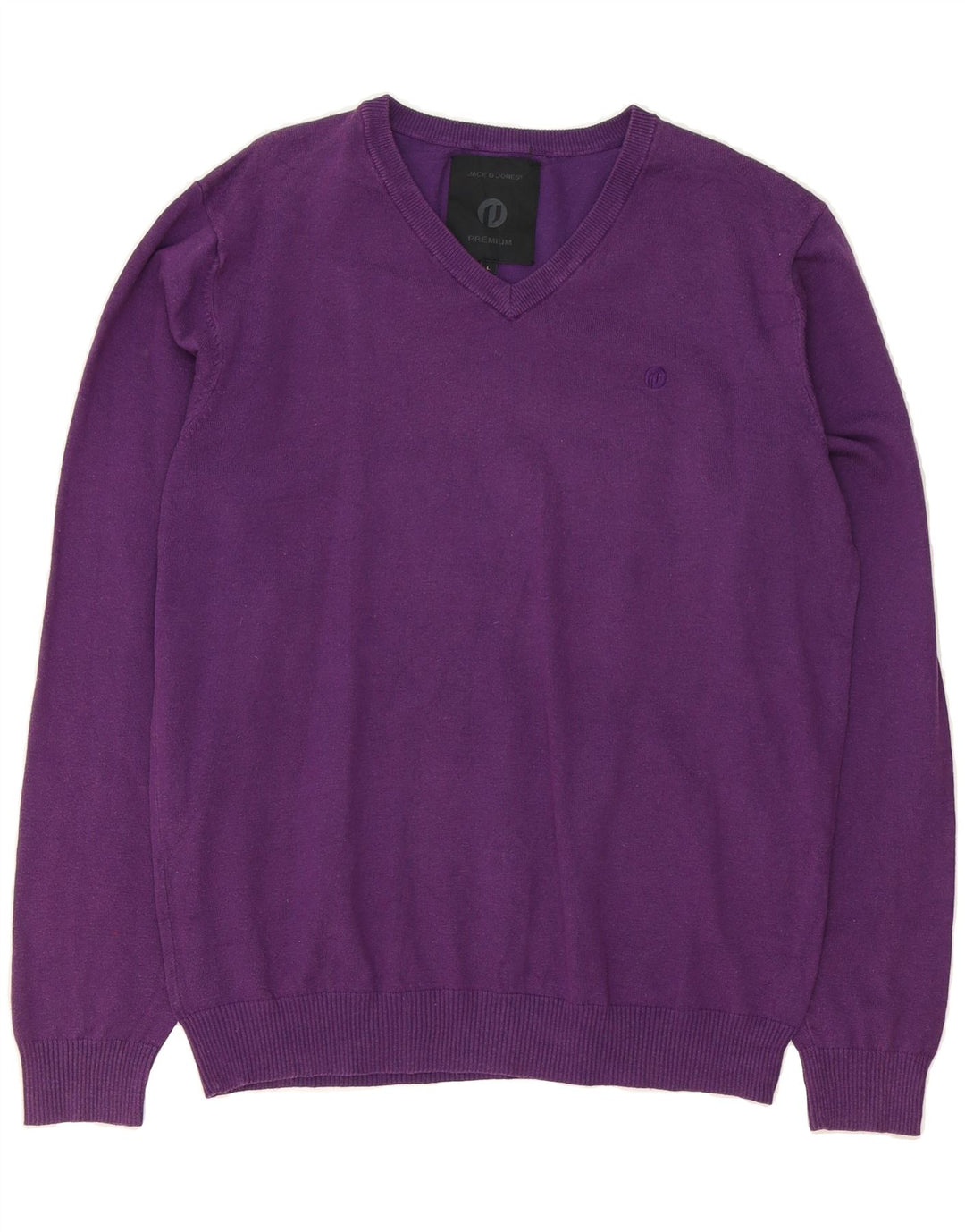 JACK & JONES Mens Premium V-Neck Jumper Sweater Large Purple Acrylic Vintage Jack & Jones and Second-Hand Jack & Jones from Messina Hembry 