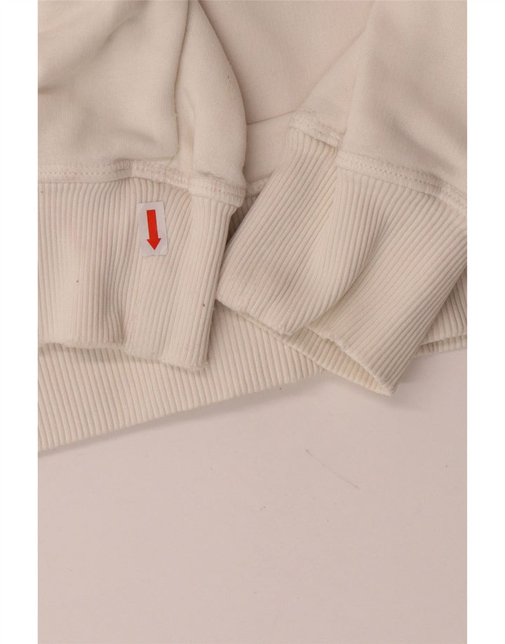 Suéter feminino com capuz e zíper FAT FACE Reino Unido 12 algodão branco médio