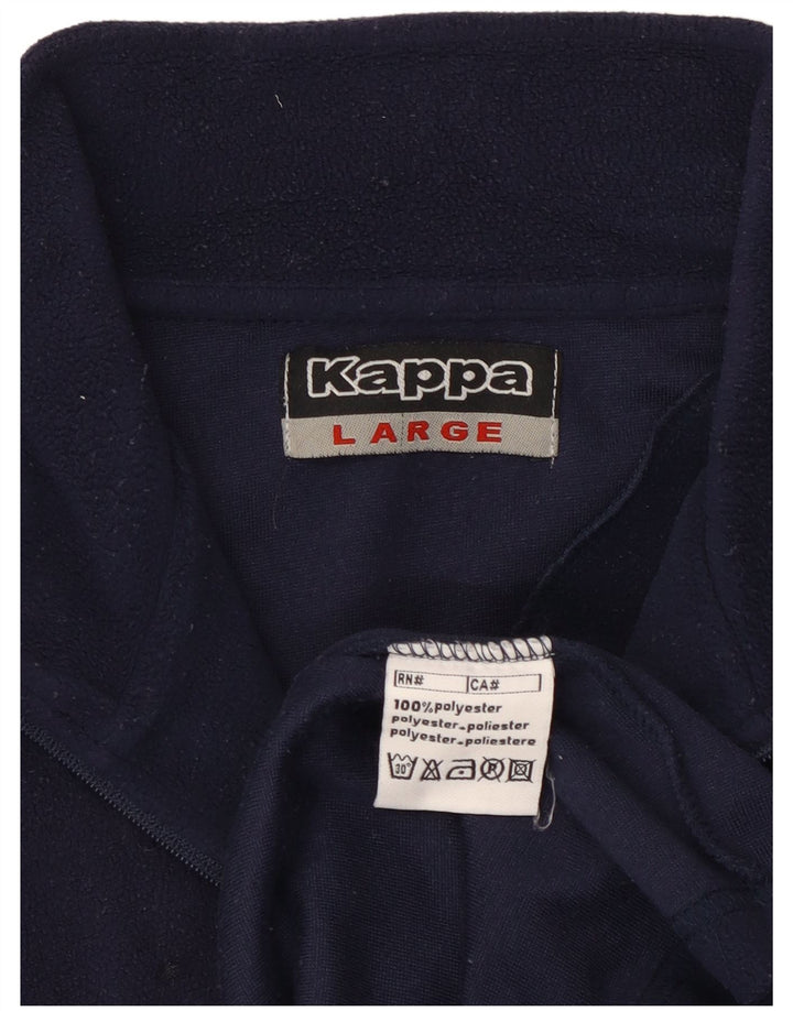 Suéter de lã masculino Kappa com zíper e gola grande azul marinho poliéster