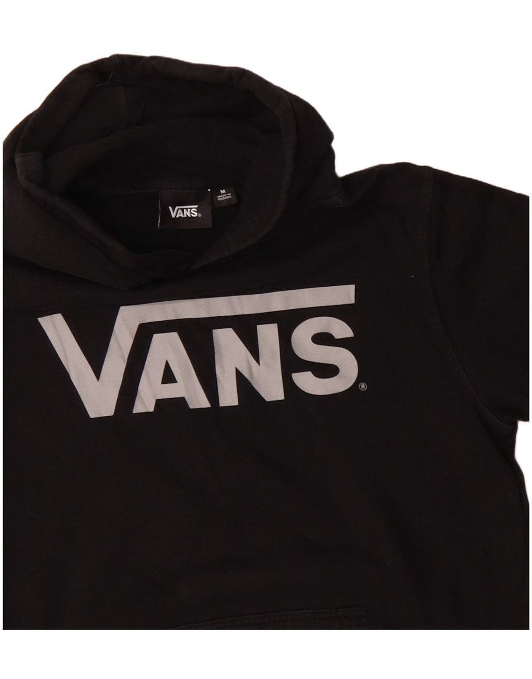 VANS feminino gráfico moletom com capuz UK 12 médio algodão preto
