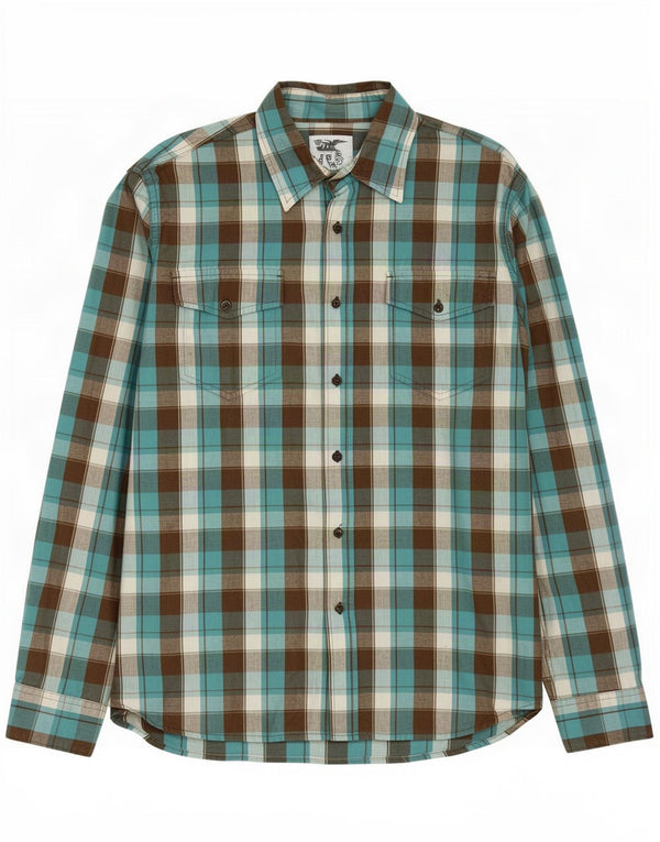 Camisa masculina Lee grande algodão xadrez azul