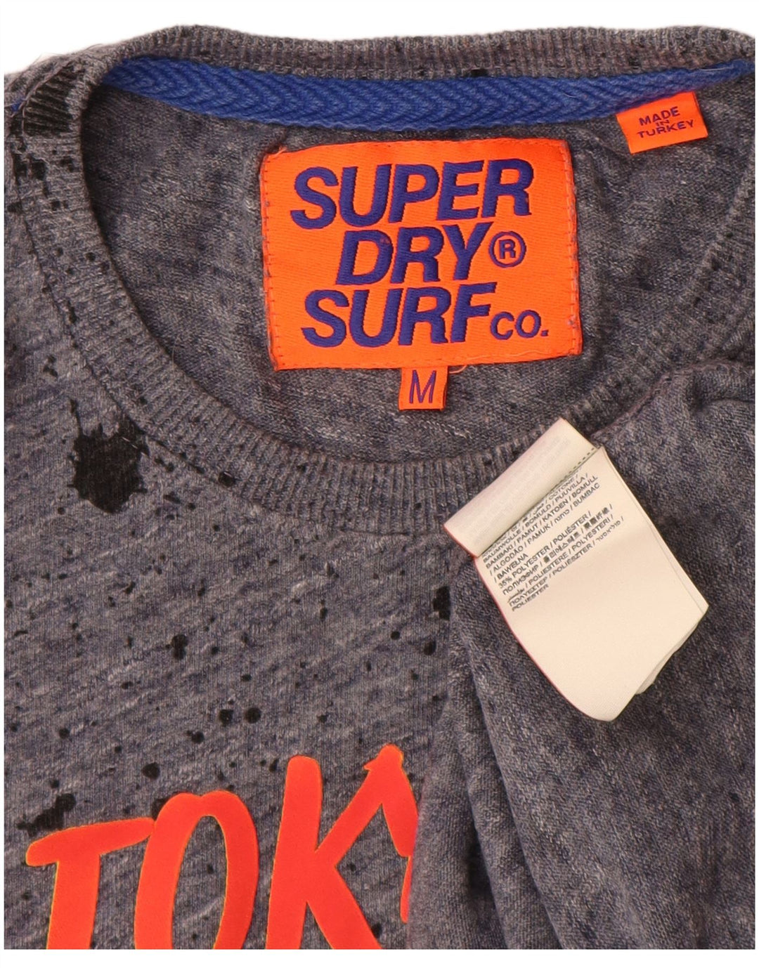 Camiseta gráfica masculina Superdry Top cinza médio algodão tie-dye