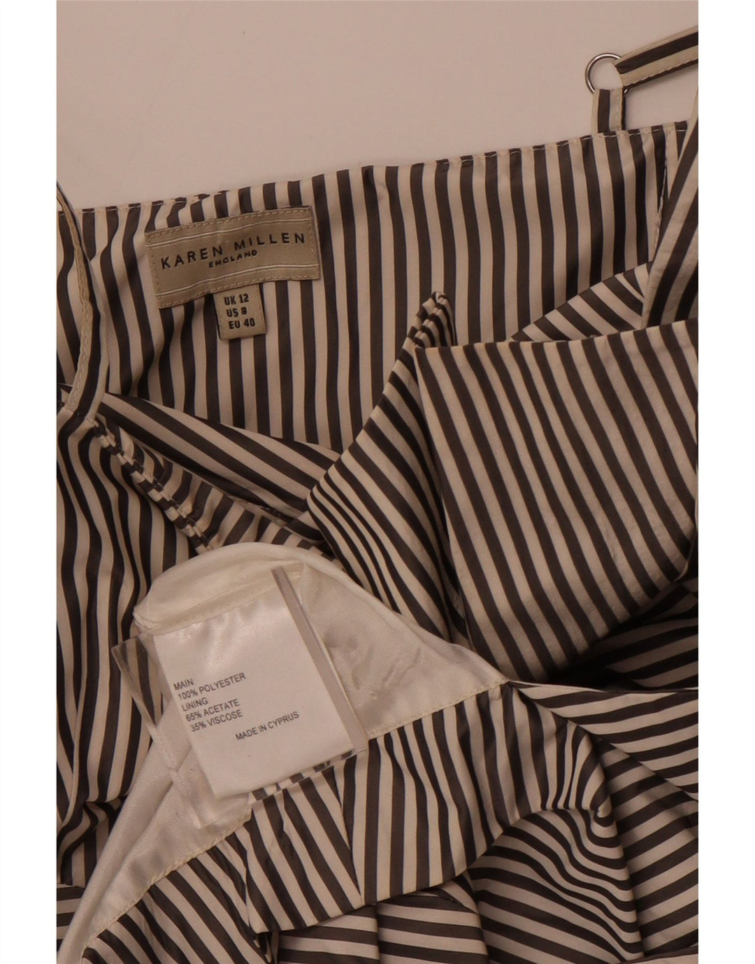 Vestido feminino assimétrico linha A KAREN MILLEN UK 12 médio preto listrado