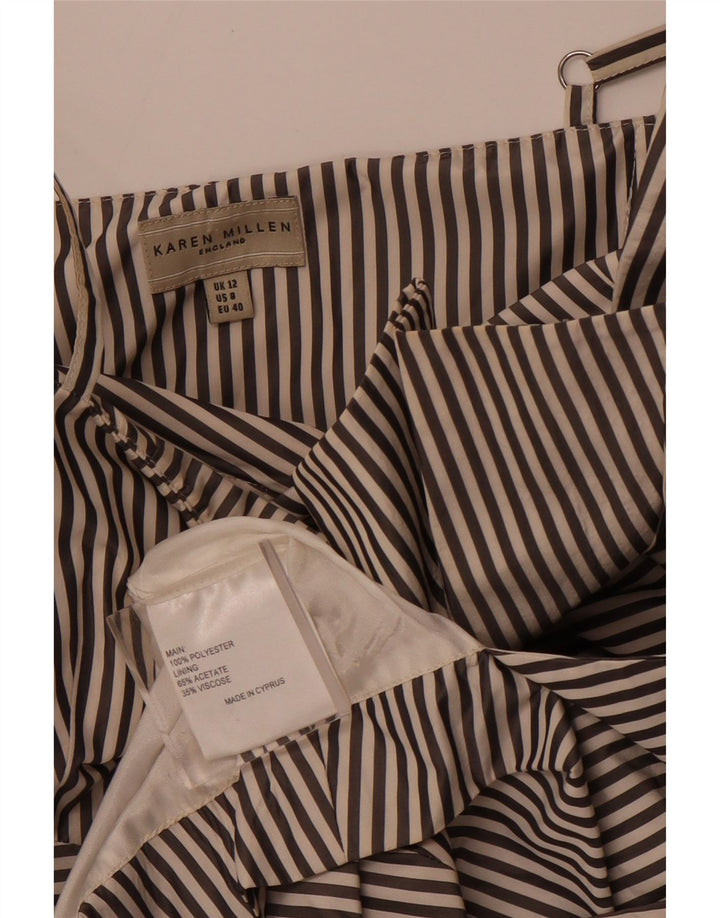 Vestido feminino assimétrico linha A KAREN MILLEN UK 12 médio preto listrado