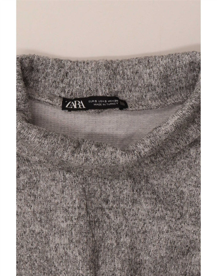 Zara Top feminino oversized manga comprida Reino Unido 10 pequeno cinza