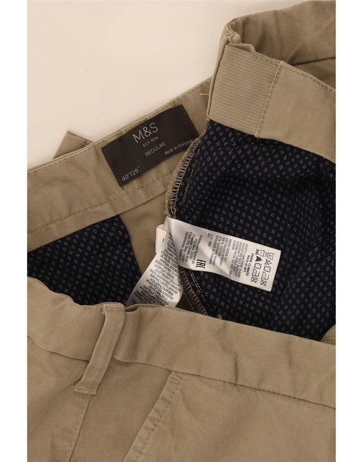 Calça Chino Regular Masculina Marks & Spencer W40 L29 Algodão Bege