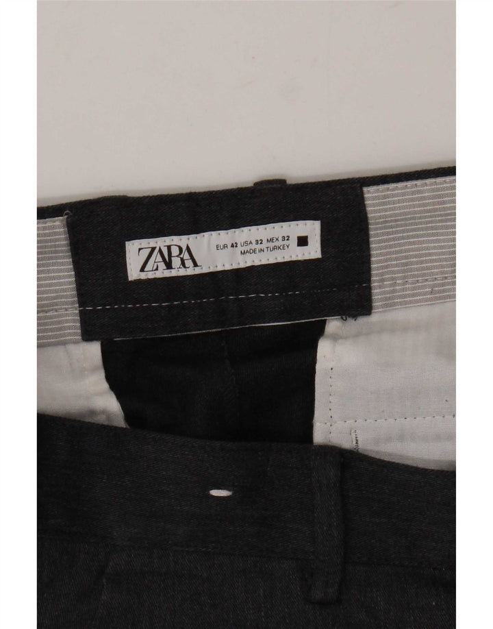 Zara Mens Slim Chino Calças EU 42 Grande W32 L32 Cinza