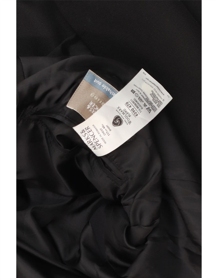 Jaqueta blazer masculina de 2 botões Marks & Spencer Reino Unido 46 XL lã preta