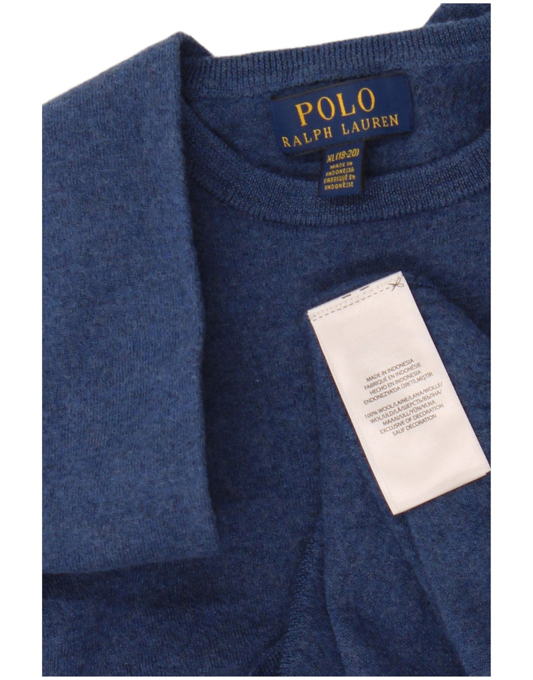 Suéter masculino POLO RALPH LAUREN com gola redonda 13-14 anos XL azul marinho