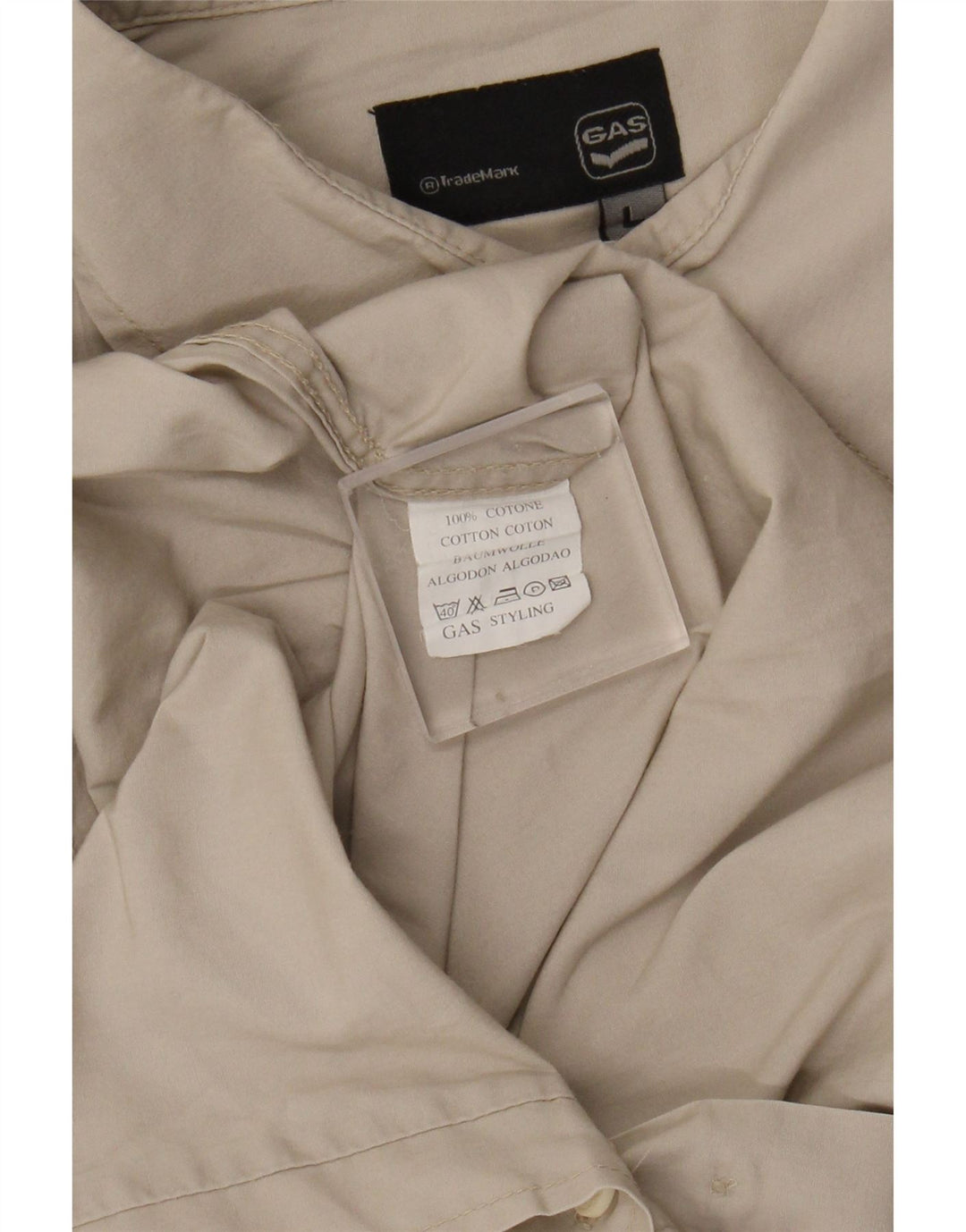 Camisa militar masculina de manga curta a gás grande algodão bege