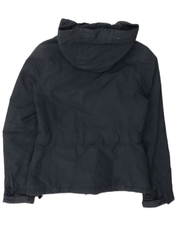 Jaqueta corta-vento feminina Woolrich com capuz Reino Unido 18 XL azul marinho algodão