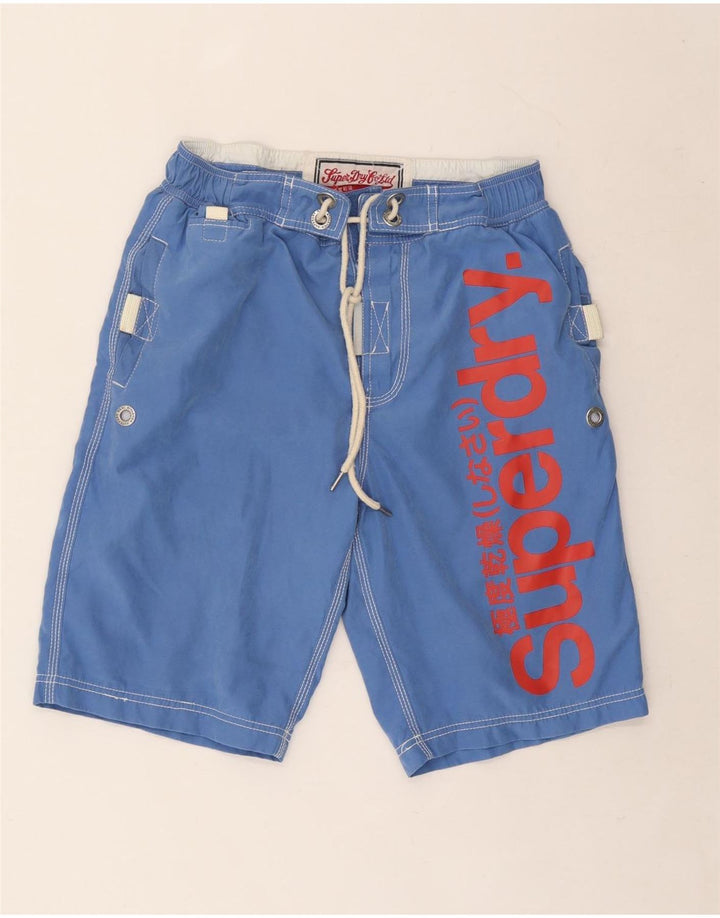 Calções de banho masculinos Superdry Graphic azul médio poliéster