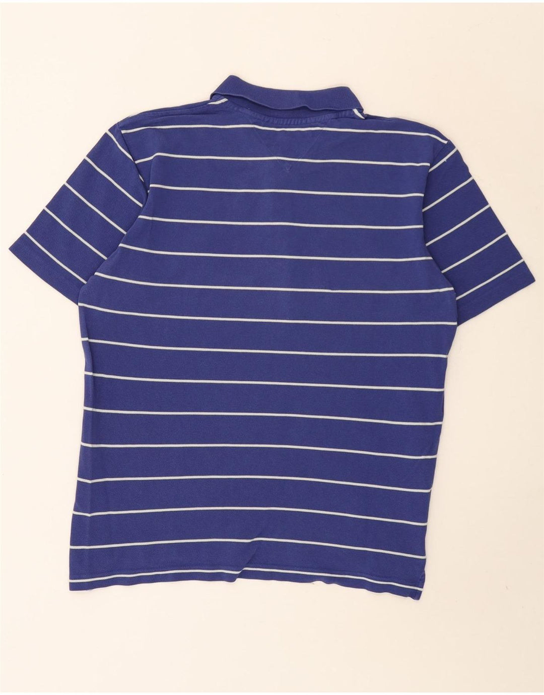 Camisa polo masculina Tommy Hilfiger de algodão listrado azul médio