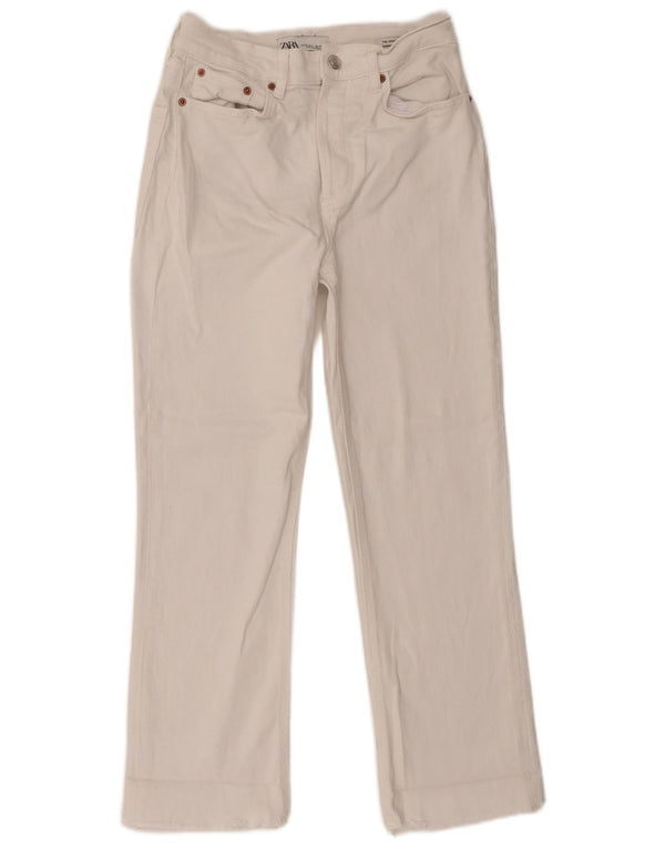 Calça feminina reta casual Zara EU 36 XS W26 L26 algodão branco