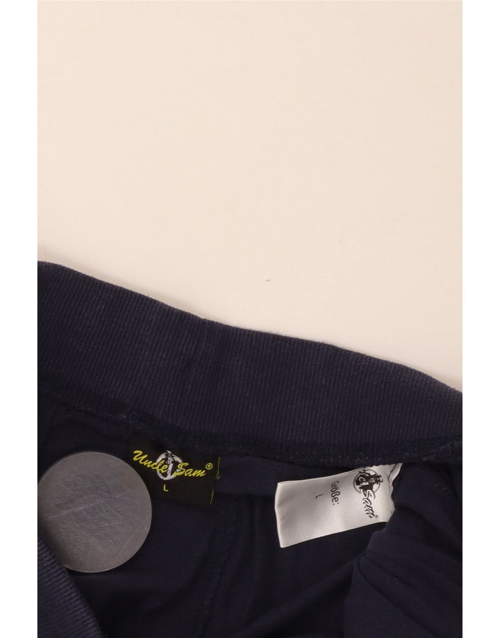 Calça de treino masculina Tio Sam com estampa gráfica grande de algodão azul marinho