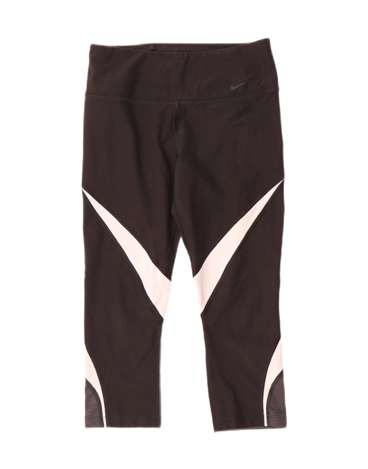Leggings Nike Dri Fit Capri UK 10 Pequeno Preto Colourblock Poliéster