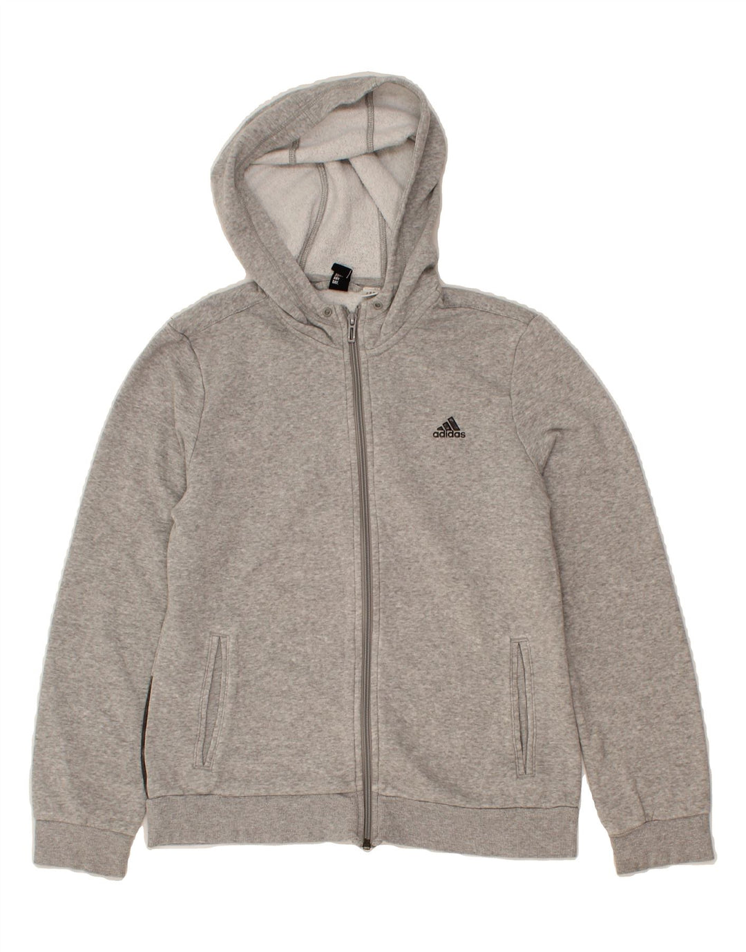 ADIDAS Womens Graphic Zip Hoodie Sweater UK 12 Medium Grey Colourblock Vintage Adidas and Second-Hand Adidas from Messina Hembry 