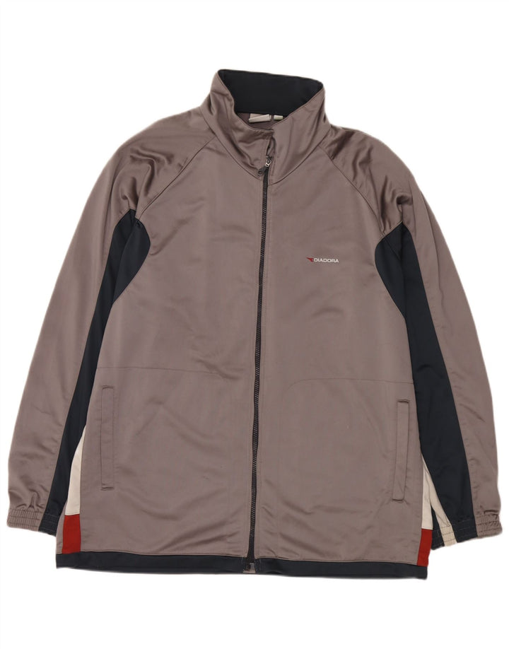 Diadora Mens Tracksuit Top Jacket UK 48 2XL Cinza Colourblock Poliéster