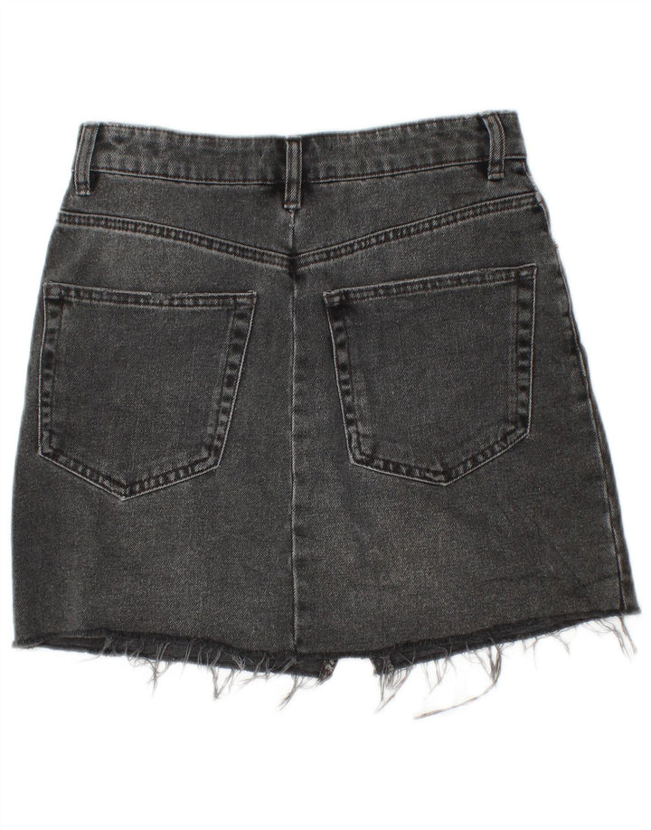 Mini saia jeans feminina Zara pequena W26 algodão preto