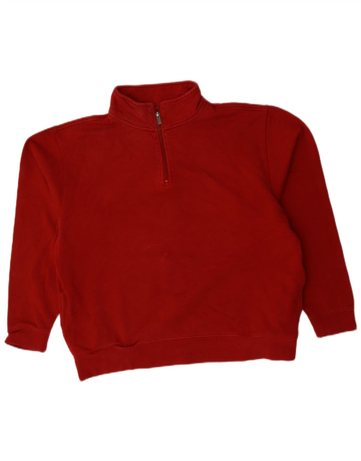 L.L.Bean moletom masculino com zíper e gola alta de algodão vermelho
