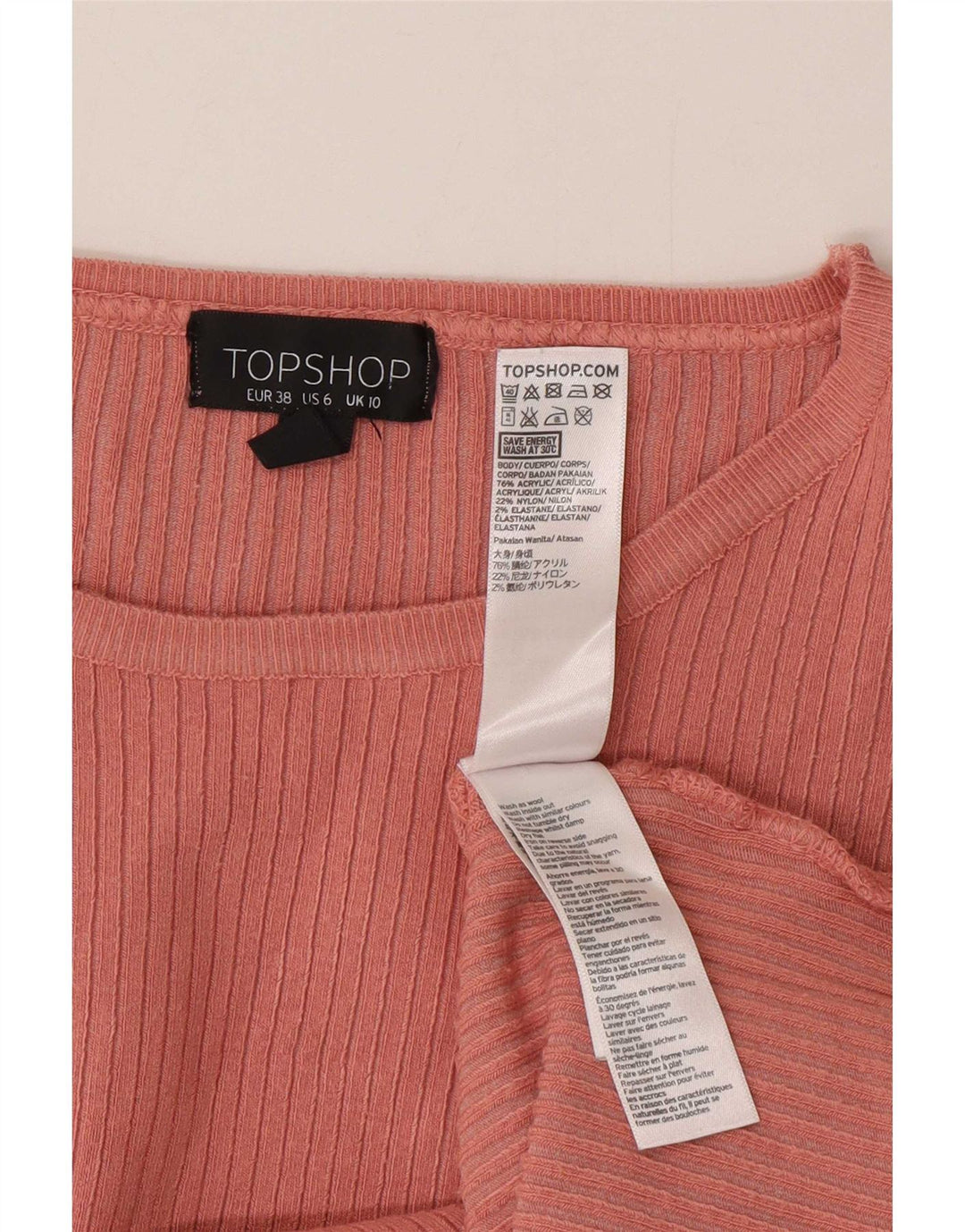 Topshop feminino superdimensionado manga longa Reino Unido 10 acrílico rosa pequeno