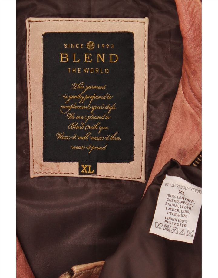 Jaqueta de couro masculina Blend UK 42 XL couro marrom