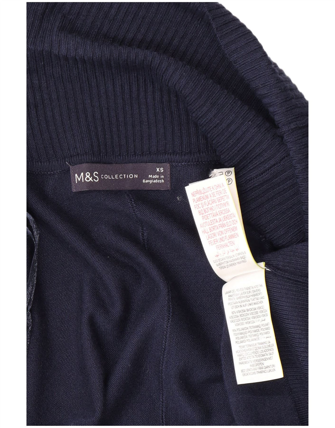 Suéter cardigã feminino aberto com palangre MARKS & SPENCER Reino Unido 6 XS azul marinho
