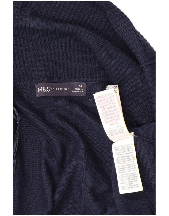 Suéter cardigã feminino aberto com palangre MARKS & SPENCER Reino Unido 6 XS azul marinho