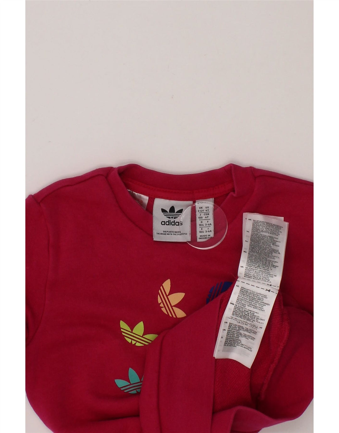 ADIDAS Girls Graphic Sweatshirt Jumper 3-4 Years Pink Cotton Vintage Adidas and Second-Hand Adidas from Messina Hembry 