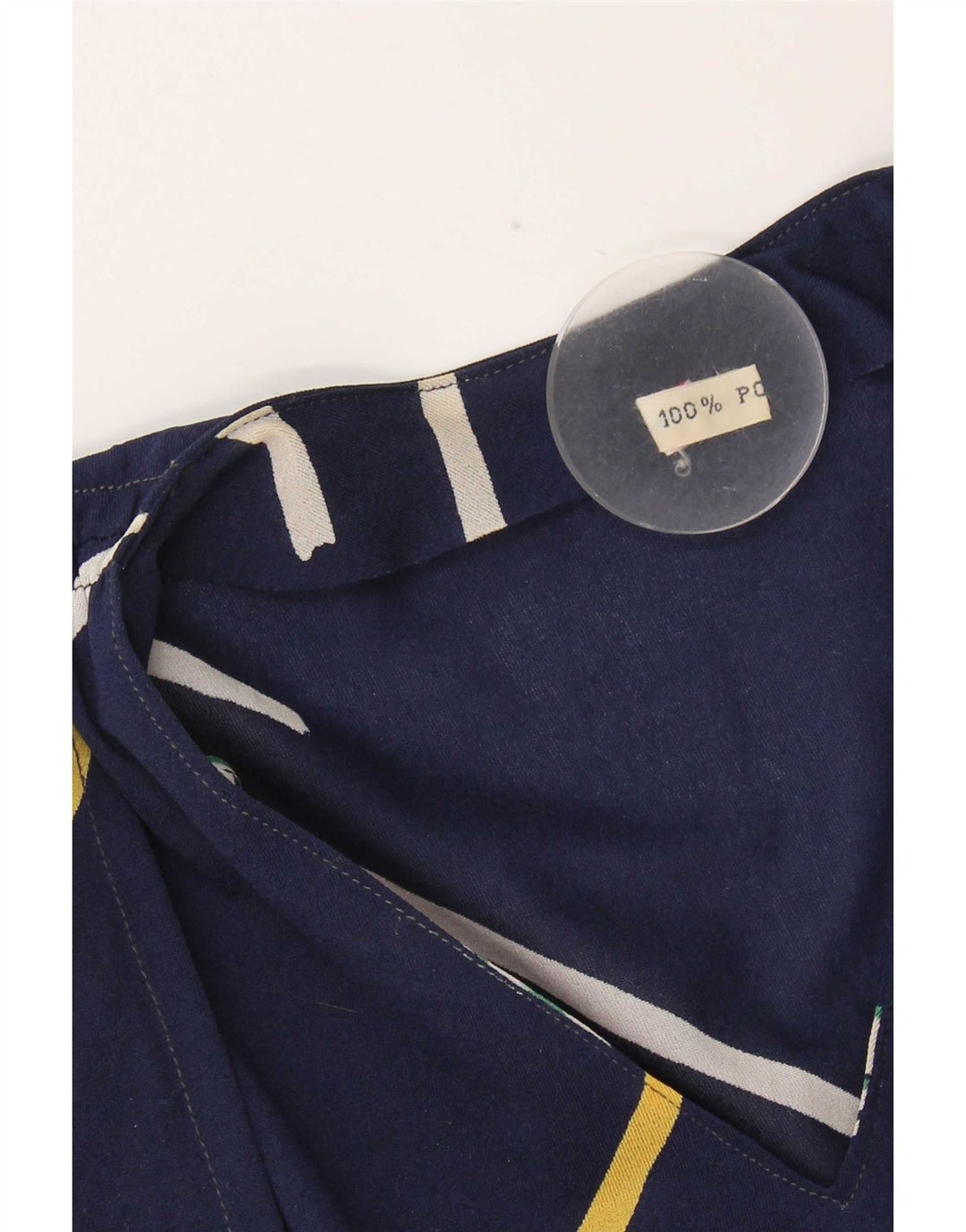 Vestido vintage feminino evasê IT 42 poliéster listrado azul marinho médio