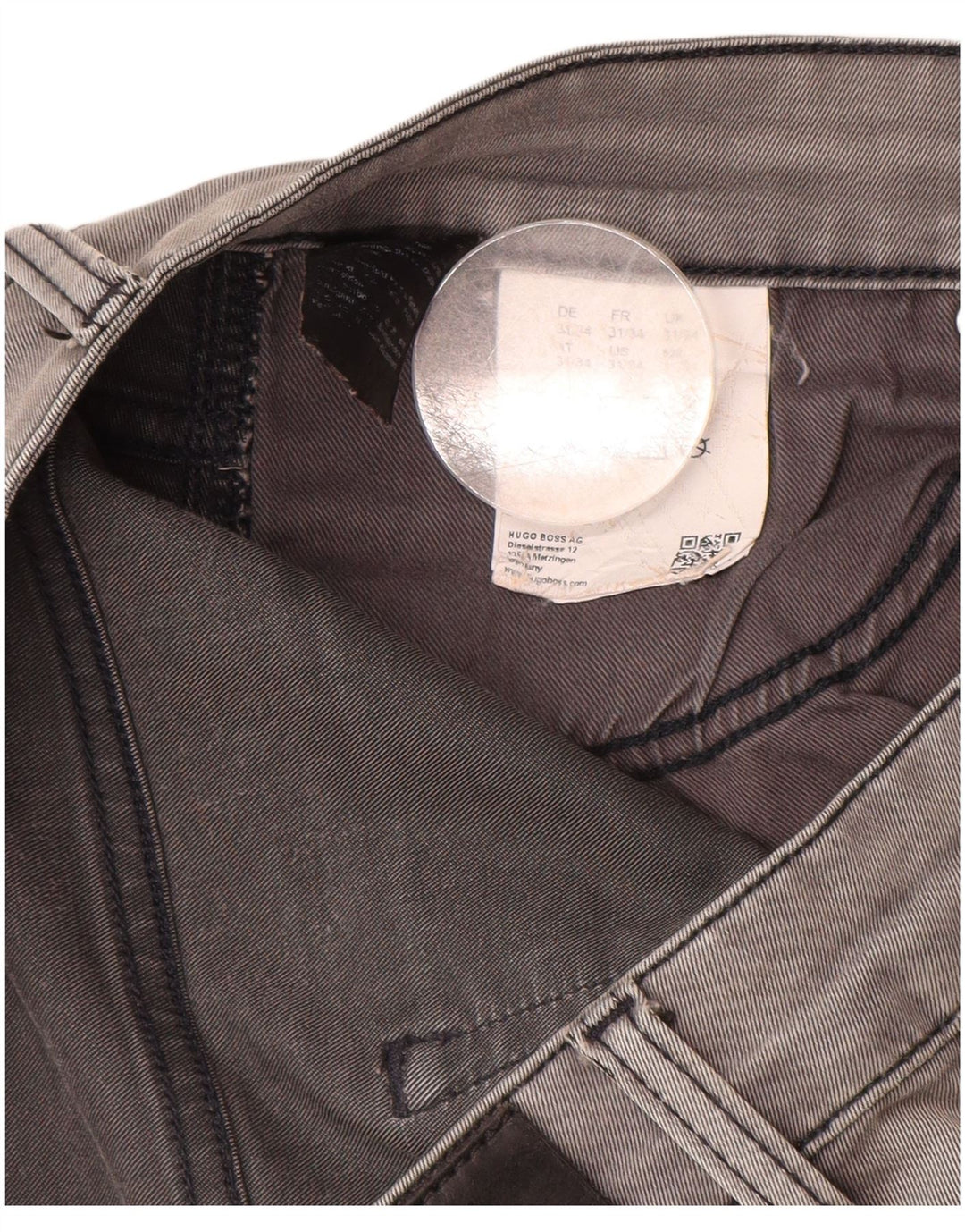 HUGO BOSS Mens Jeans Slim W31 L29 Algodão Cinza