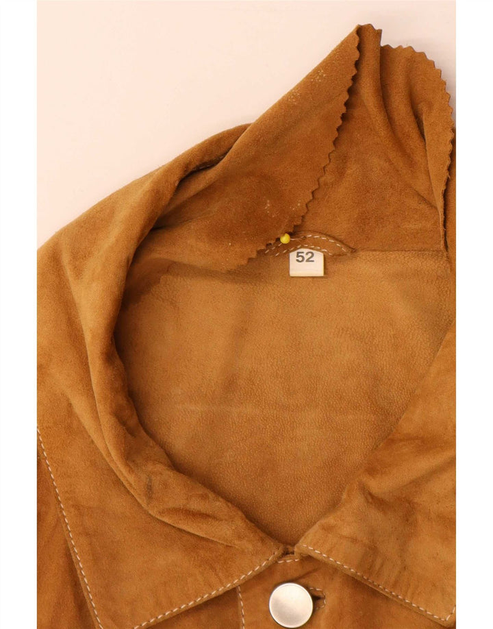 Jaqueta masculina vintage de camurça IT 52 XL couro bege