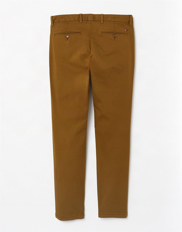 Tommy Hilfiger Mens Slim Chino Calças W34 L32 Algodão Cáqui