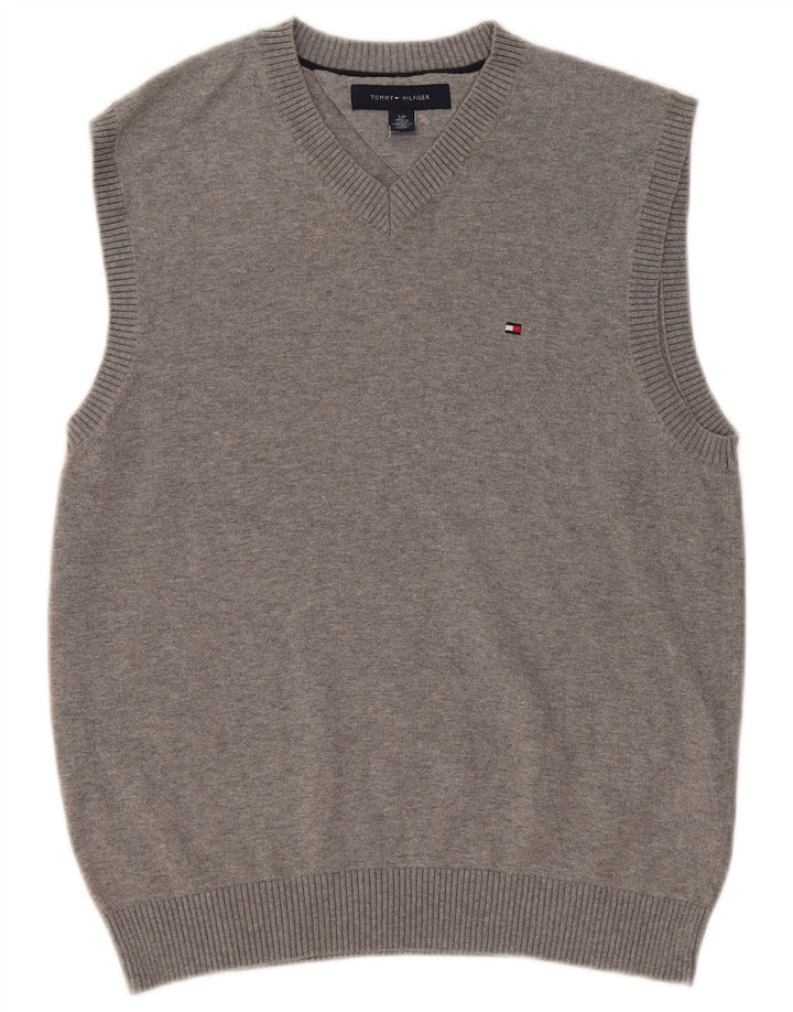 Tommy Hilfiger Mens Vest Tank Top Pequeno Algodão Cinza