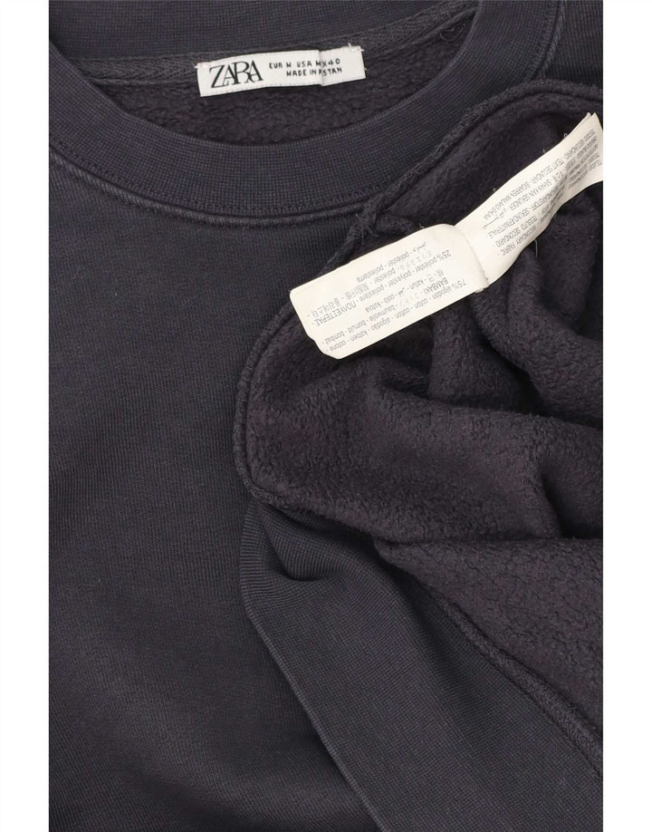 Zara moletom masculino jumper médio azul marinho algodão
