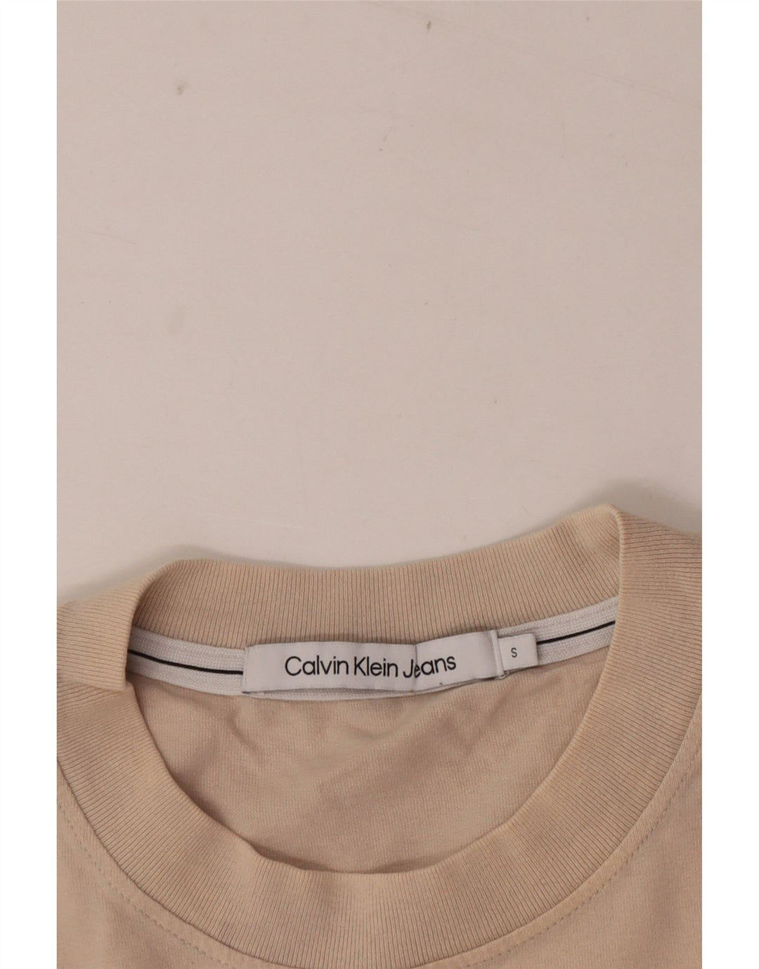 Camiseta masculina Calvin Klein Jeans pequena bege