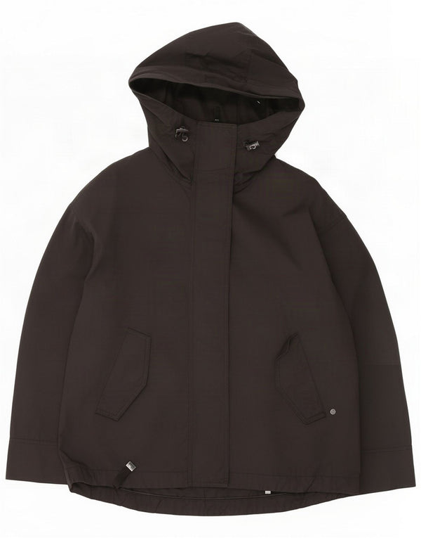 Jaqueta corta-vento feminina com capuz grande Massimo Dutti Reino Unido 6 XS Preto