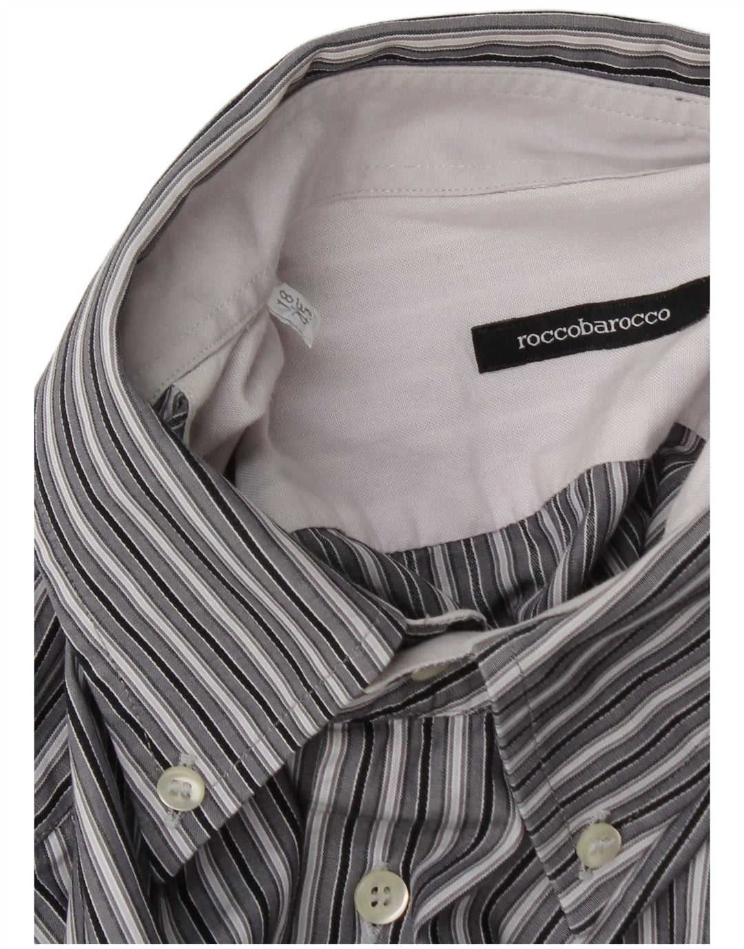 Camisa masculina Roccobarocco tamanho 45 18 2XL cinza listrado