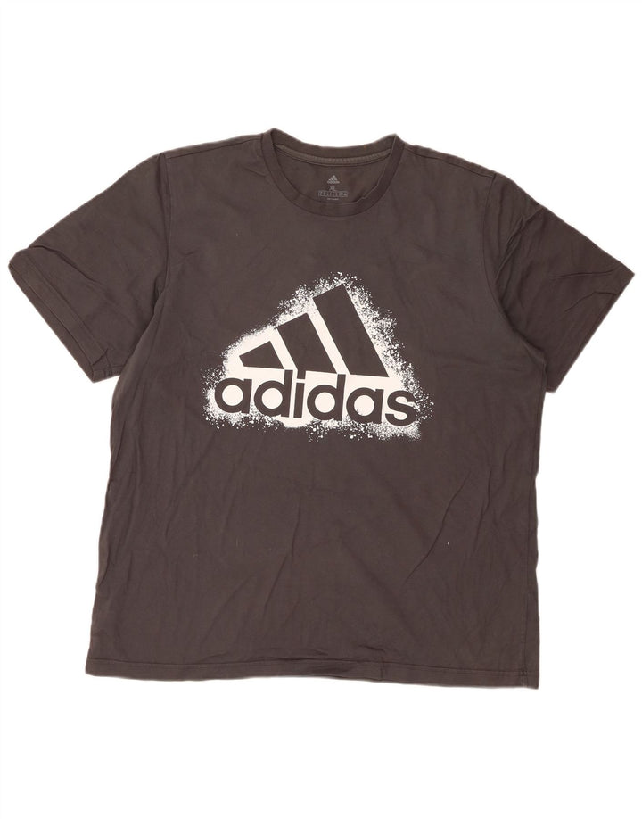 ADIDAS Mens Graphic T-Shirt Top XL Algodão Cinzento
