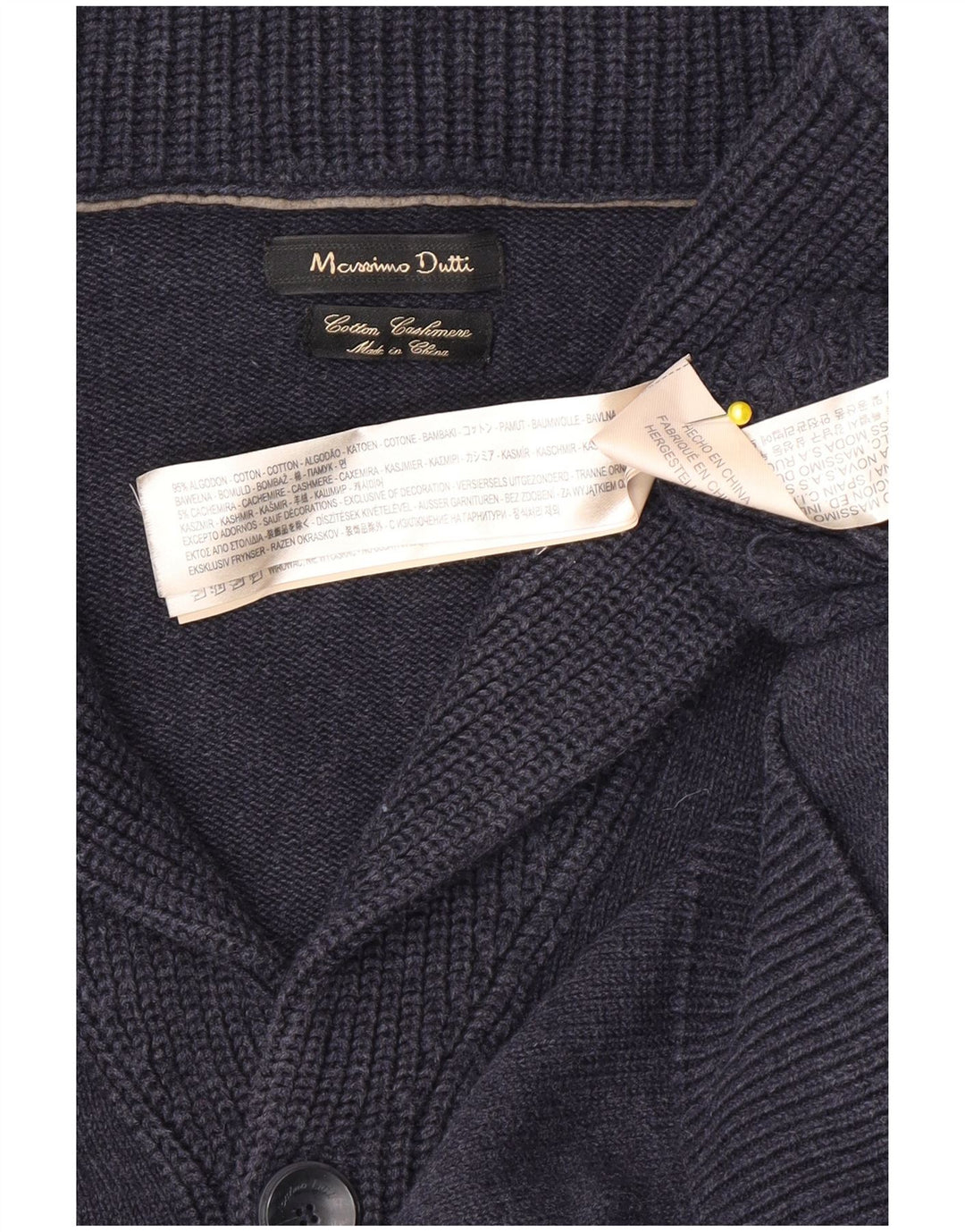 Suéter cardigã masculino Massimo Dutti médio algodão azul marinho