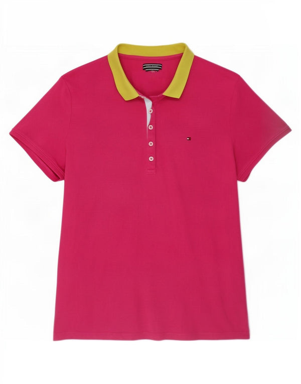 Camisa polo feminina de rugby Tommy Hilfiger Reino Unido 18 XL algodão rosa