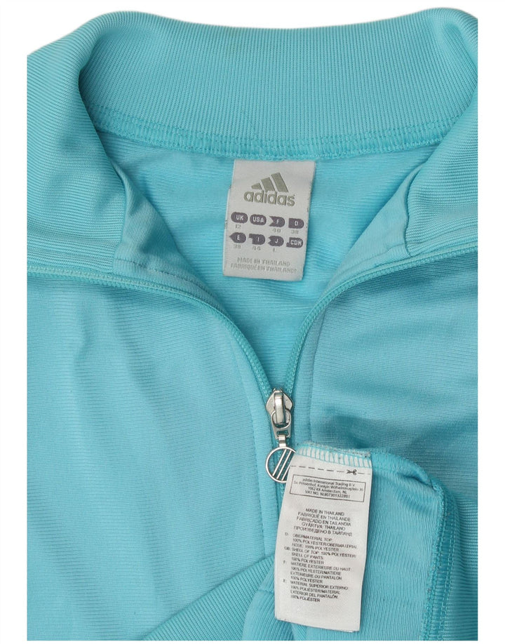 Adidas Womens Tracksuit Top Jacket UK 12 Médio Turquesa Poliéster