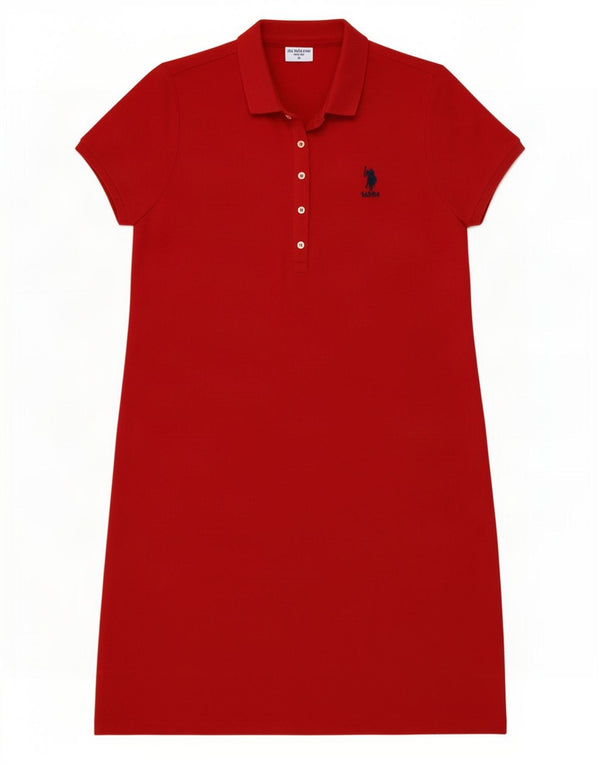 US Polo Assn. Vestido polo feminino UK 14 grande algodão vermelho