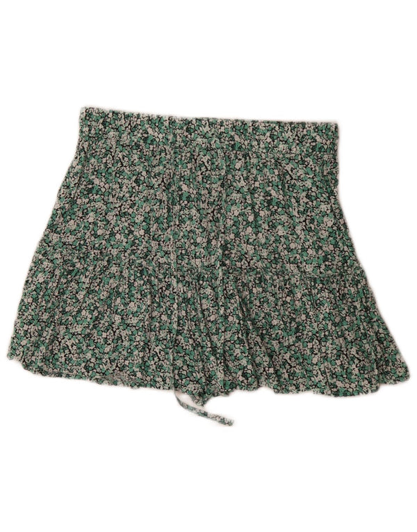 Calça feminina cintura alta Zara médio W28 viscose floral verde
