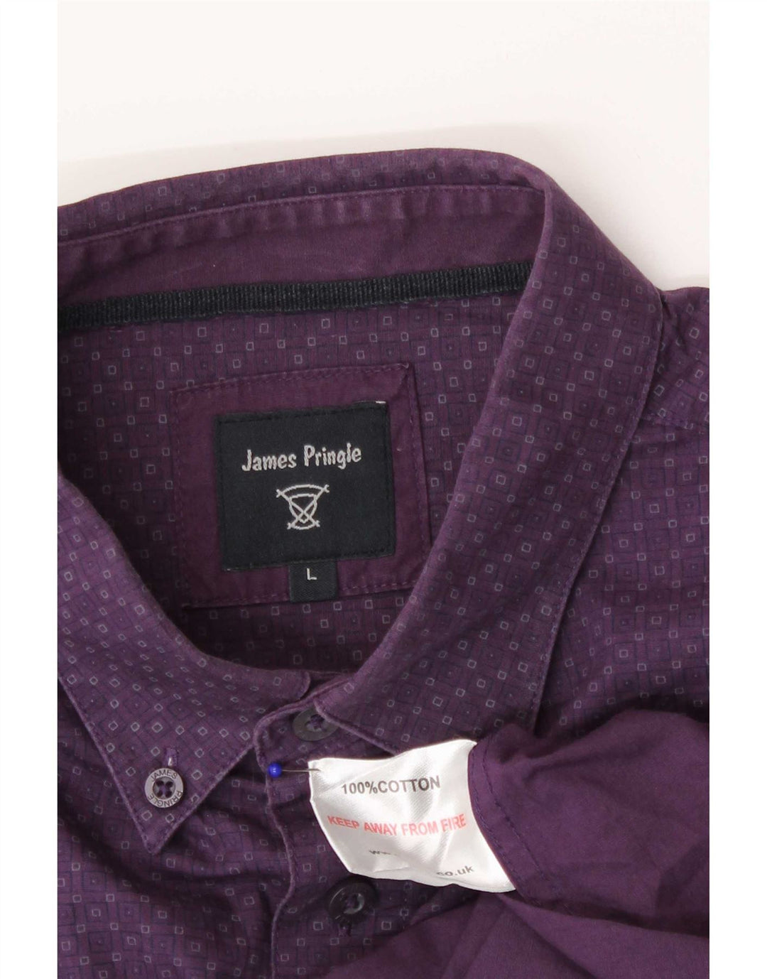 Camisa masculina James Pringle grande algodão geométrico roxo
