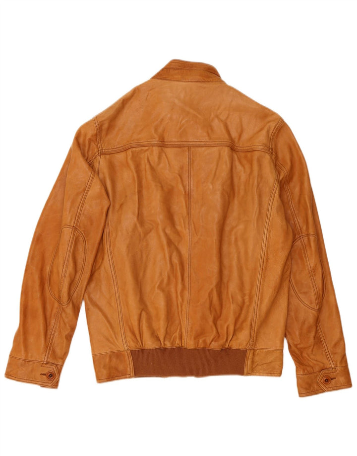 Jaqueta de couro masculina Massimo Dutti Reino Unido 40 grande couro marrom