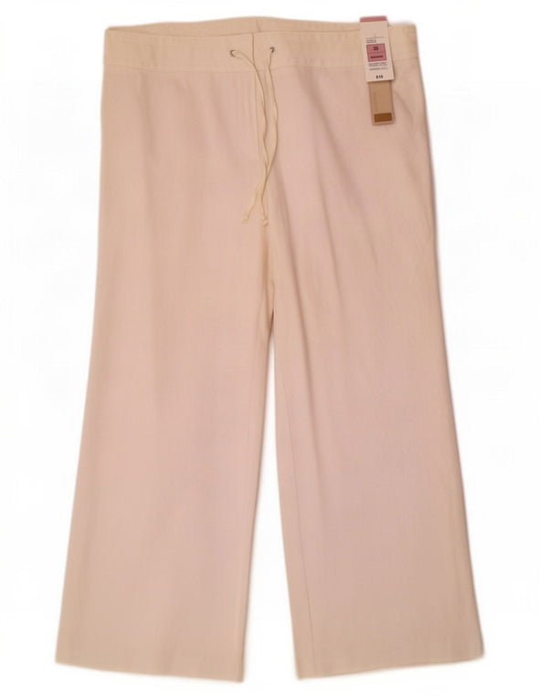 Calça feminina casual Marks & Spencer com ajuste solto UK 22 3XL W42 L31 branca