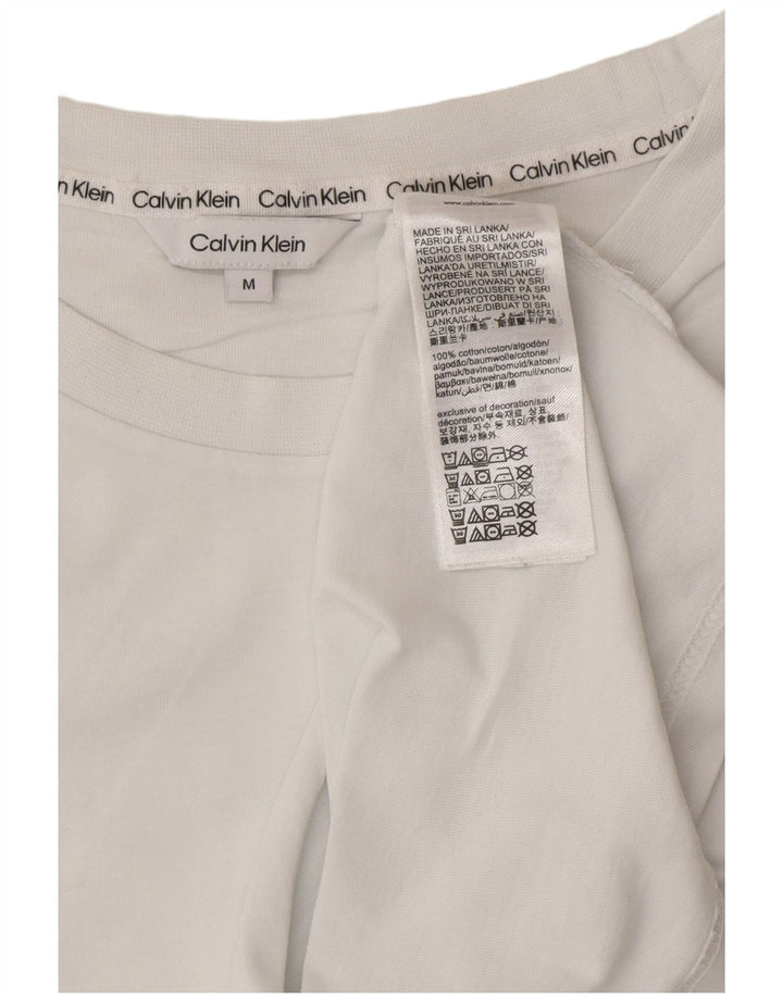 CALVIN KLEIN Camiseta masculina gráfica Top médio algodão branco